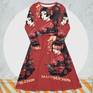 Vestido midi con manga larga all over MAIKO MACHINE